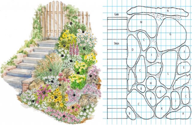 Схемы цветников из многолетников с разбивочными чертежами для подмосковья